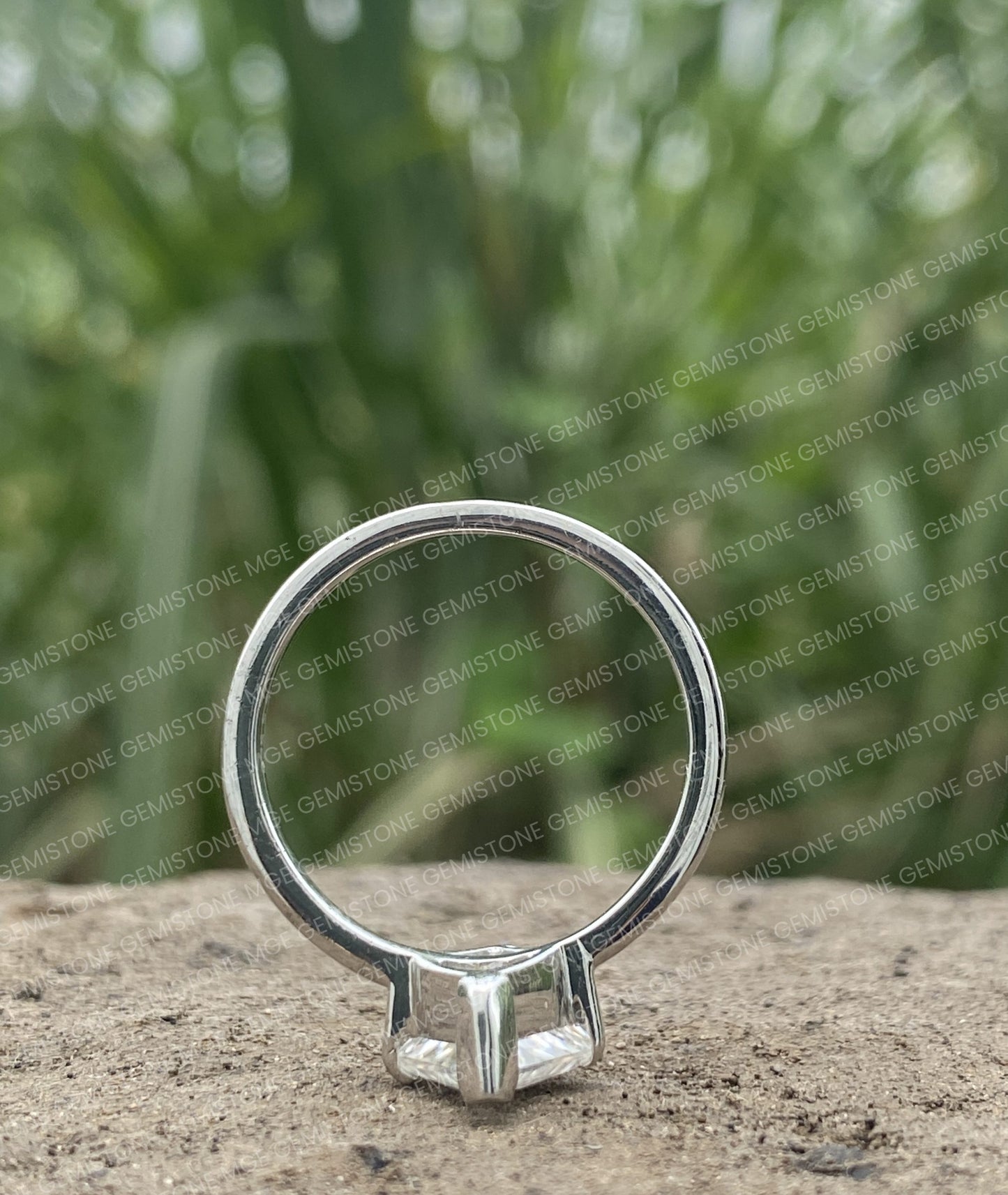 Two Stone Triangle Moissanite Geometrical Engagement Ring