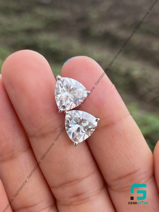 2CT Stud Trillion Cut Diamond Earrings