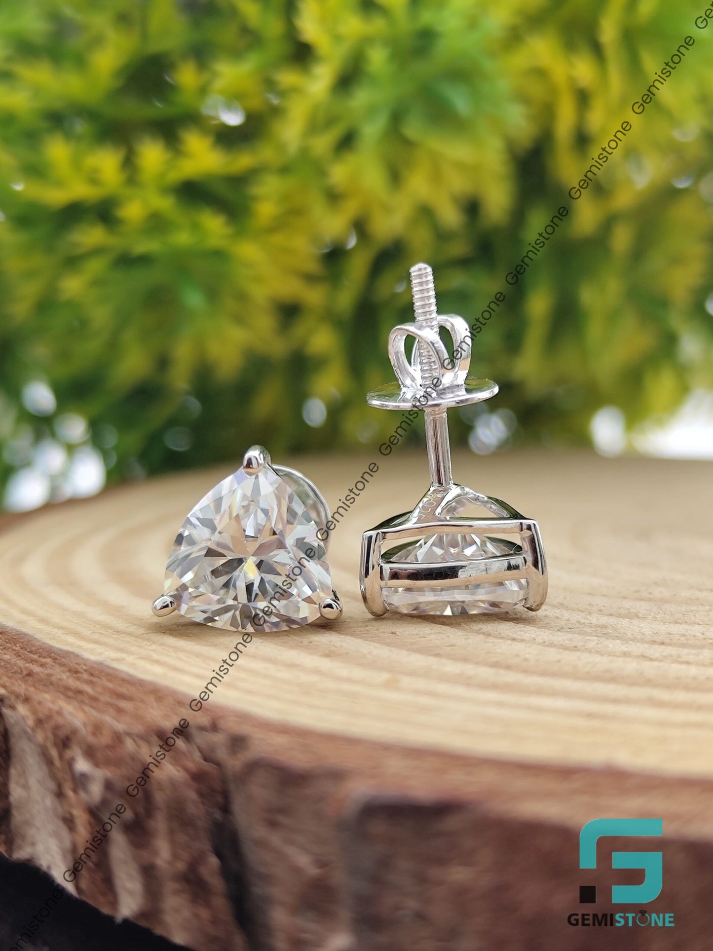 2CT Stud Trillion Cut Diamond Earrings