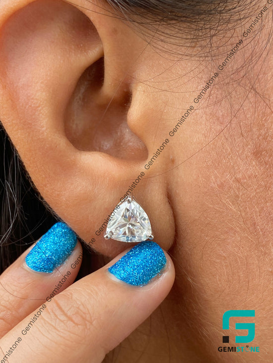 2CT Stud Trillion Cut Diamond Earrings