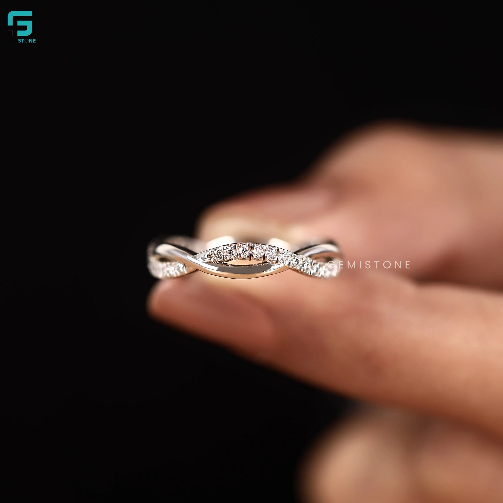 Twisted Infinity Criss Cross Round Cut Lab Diamond Wedding Band
