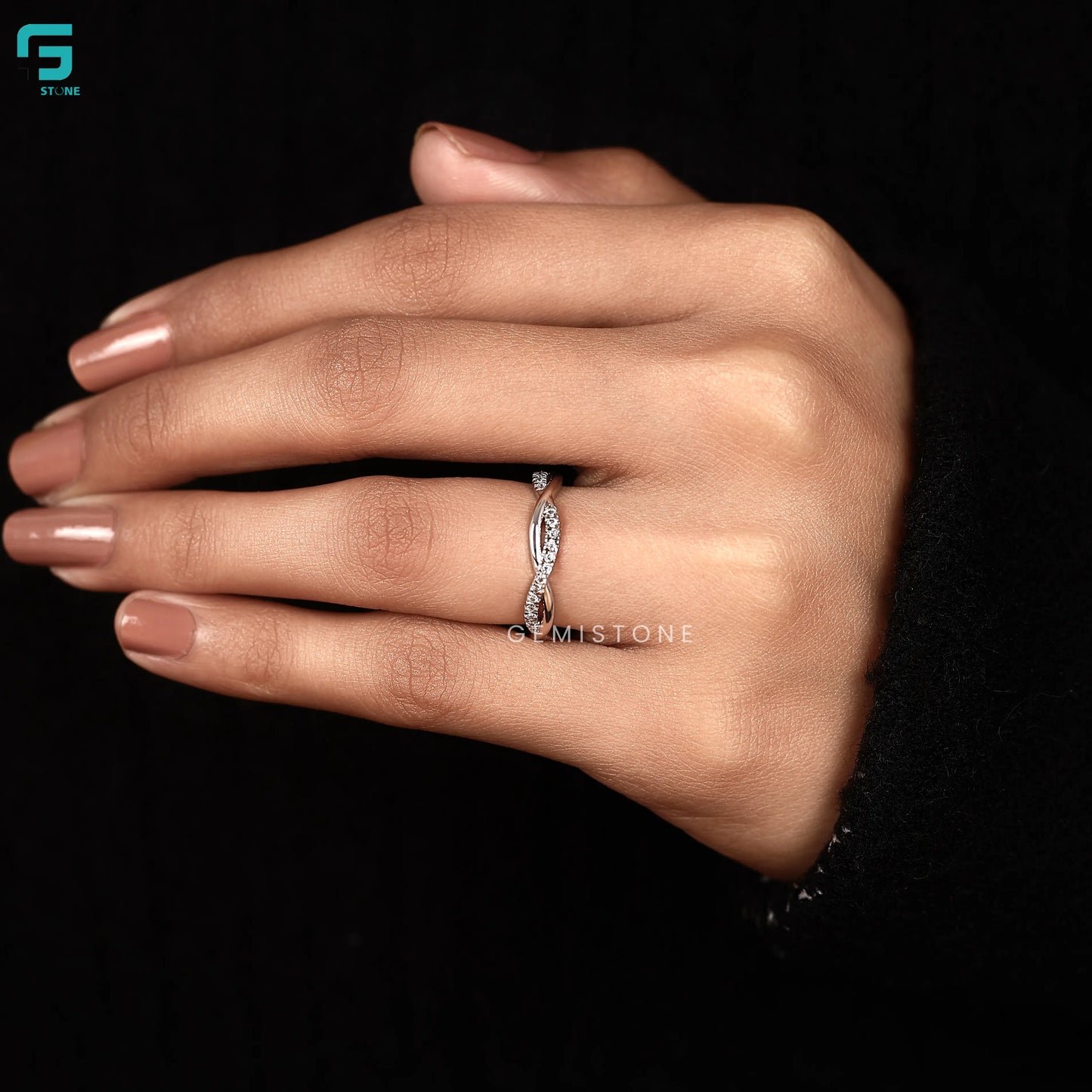 Twisted Infinity Criss Cross Round Cut Lab Grown Diamond Wedding Band