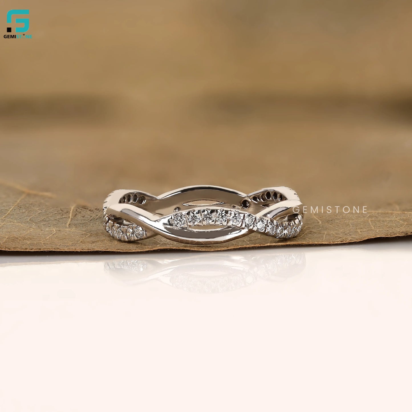 Twisted Infinity Round Cut Lab Diamond Wedding Band