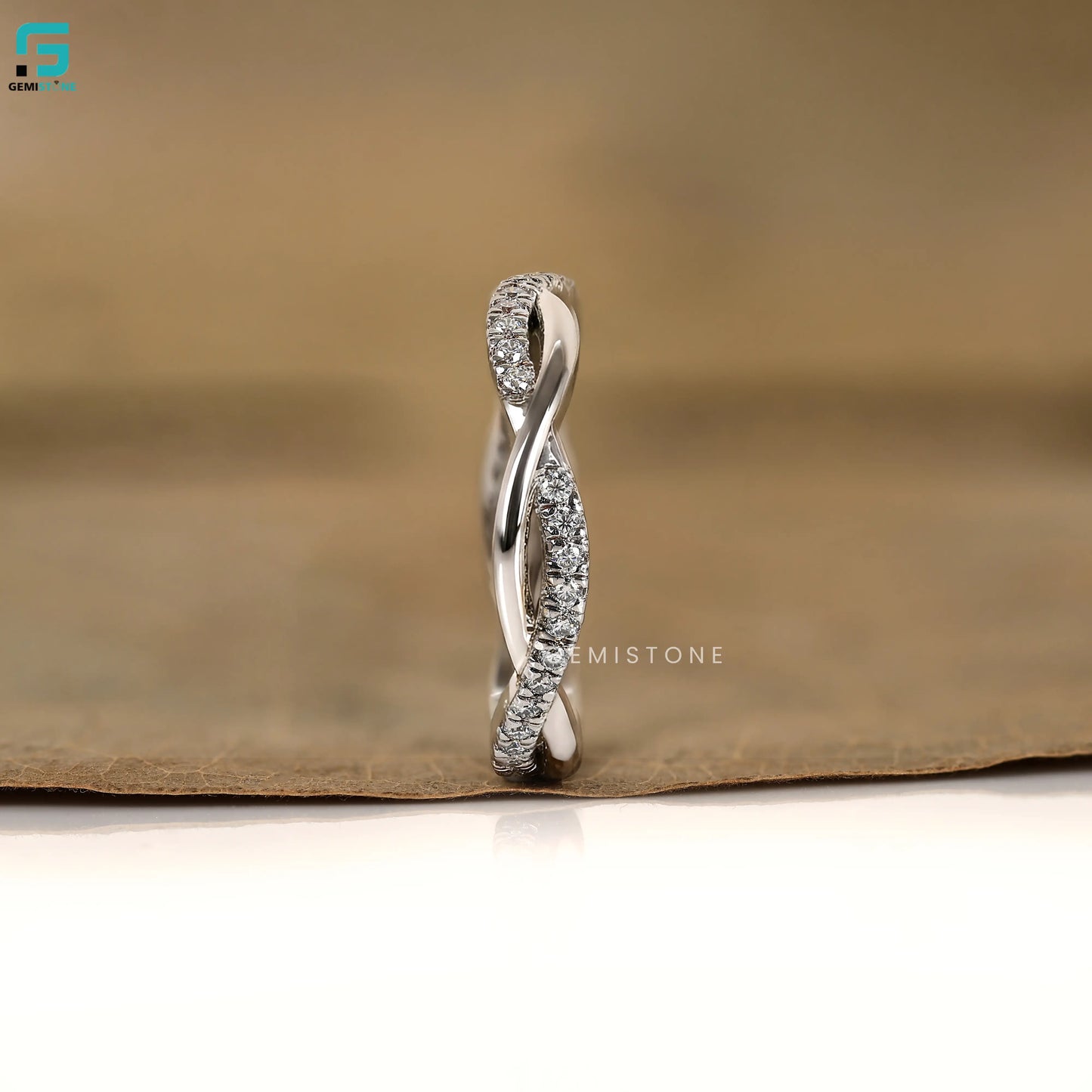 Twisted Infinity Round Cut Lab Grown Diamond Wedding Band 