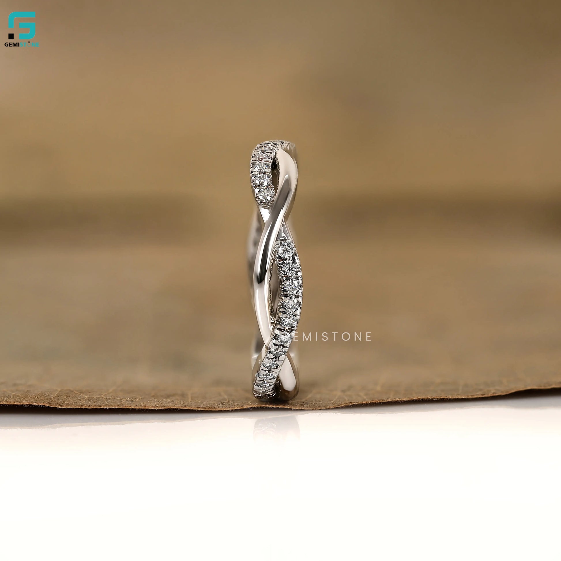 Twisted Infinity Round Cut Lab Grown Diamond Wedding Band 