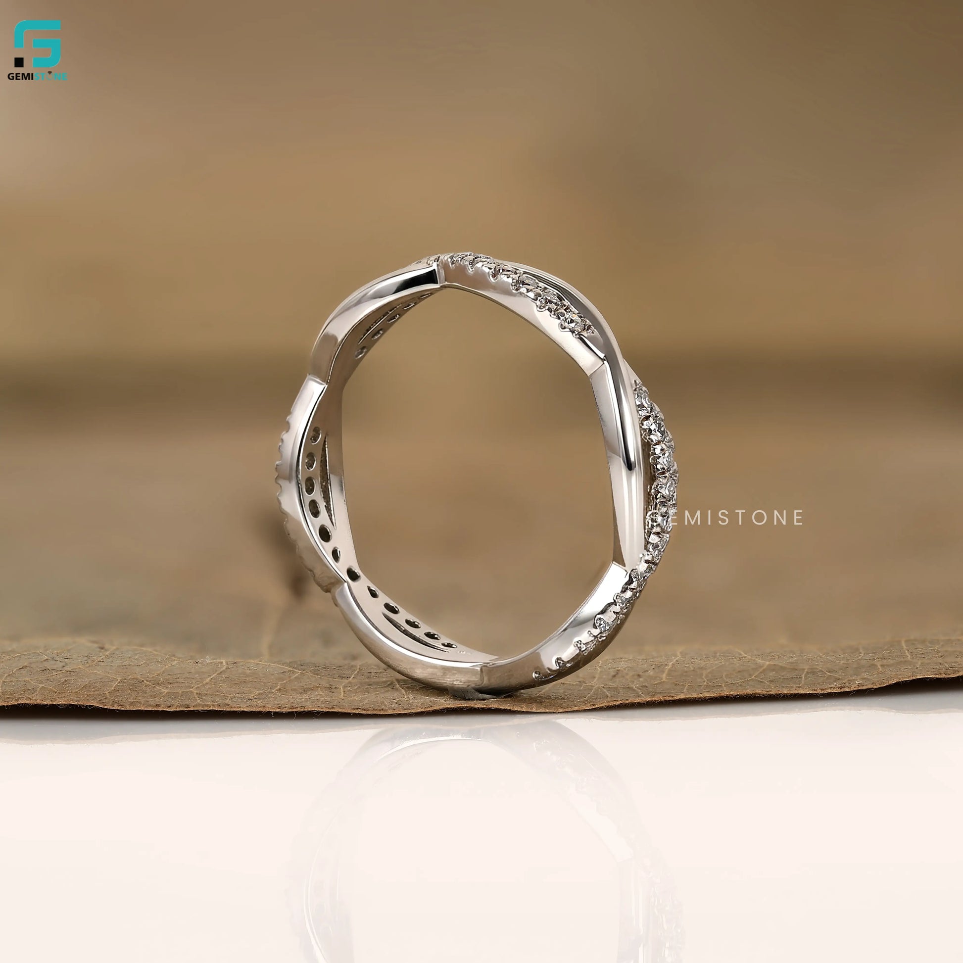 Twisted Infinity Round Cut Lab Grown Diamond Wedding Band For Women