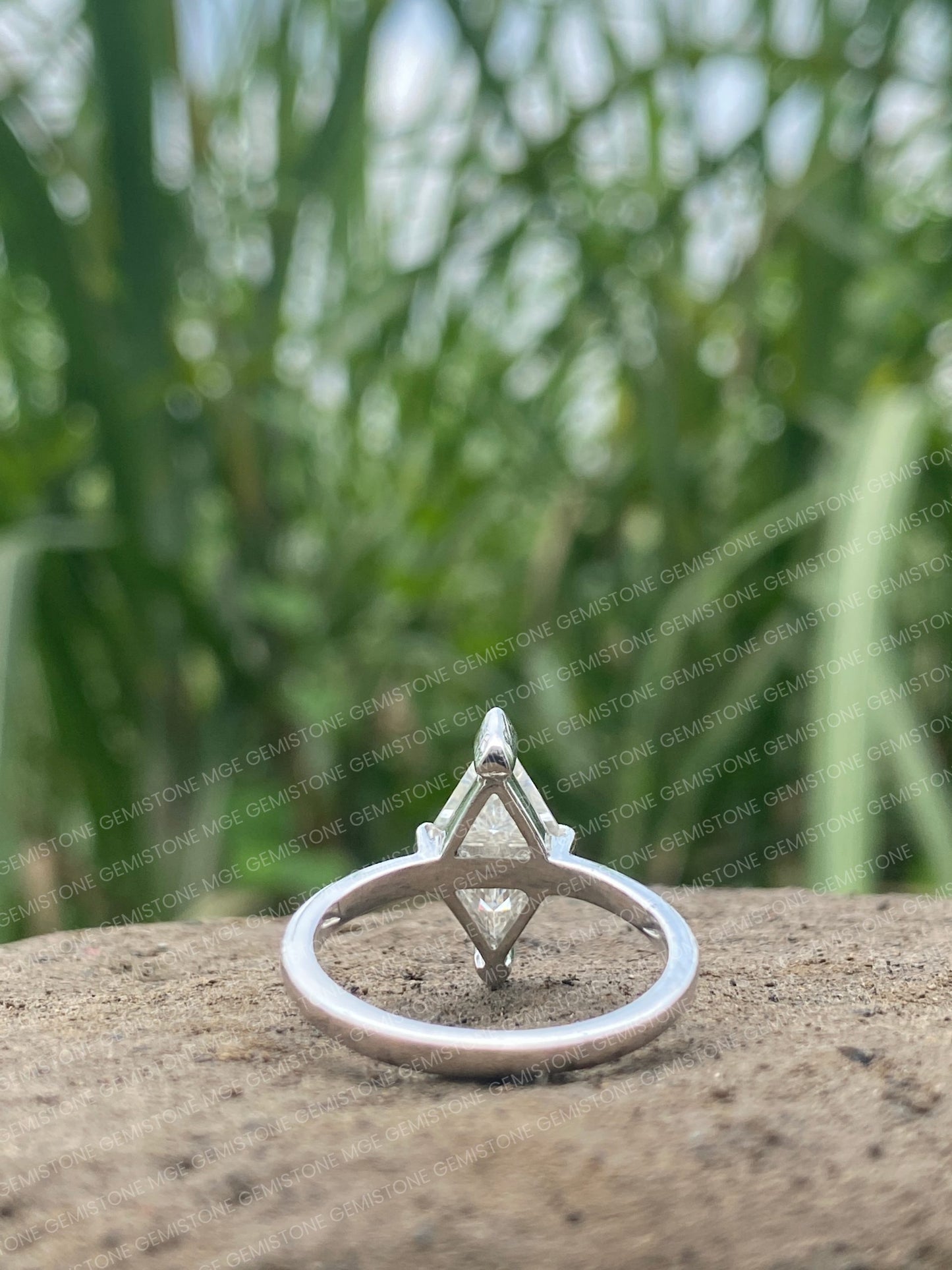 Two Stone Triangle Moissanite Geometrical Engagement Ring