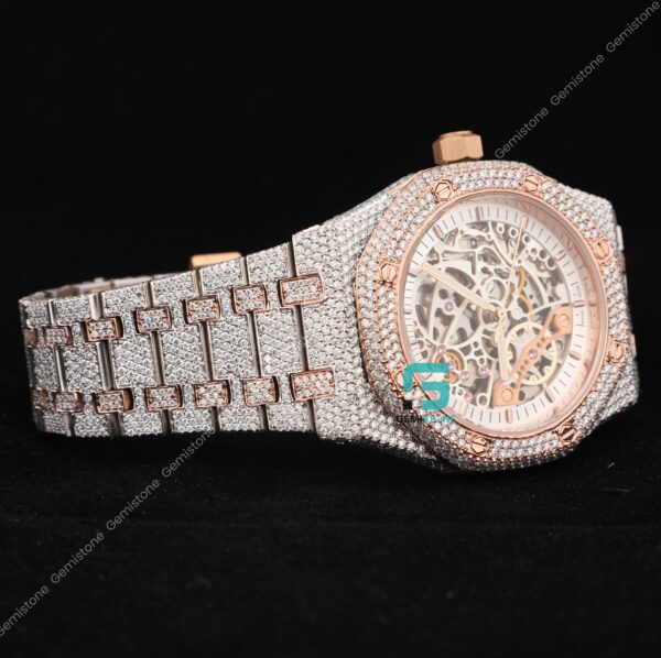 Men's 41MM Fully Studded Moissanite Iced Out Skeleton Watch