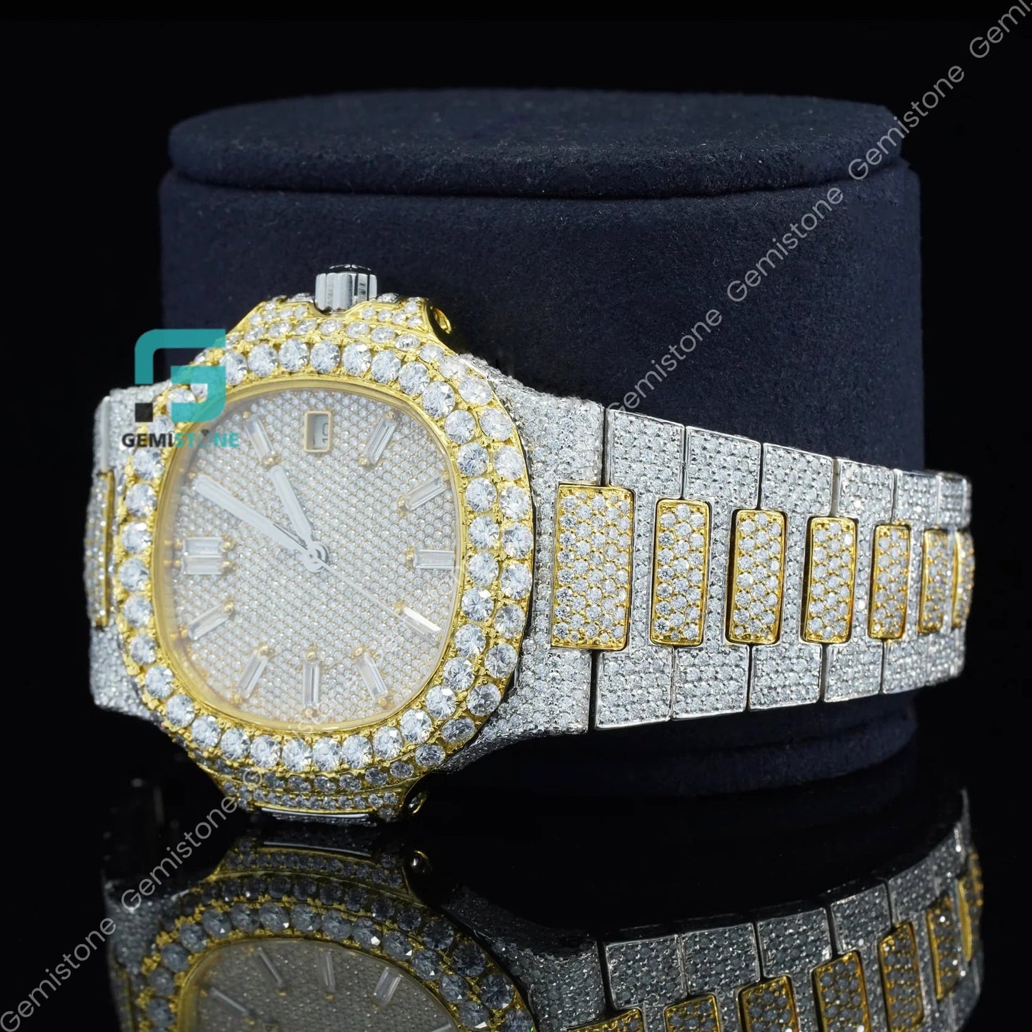 Two-Tone-Moissanite-Iced-Out-Watch