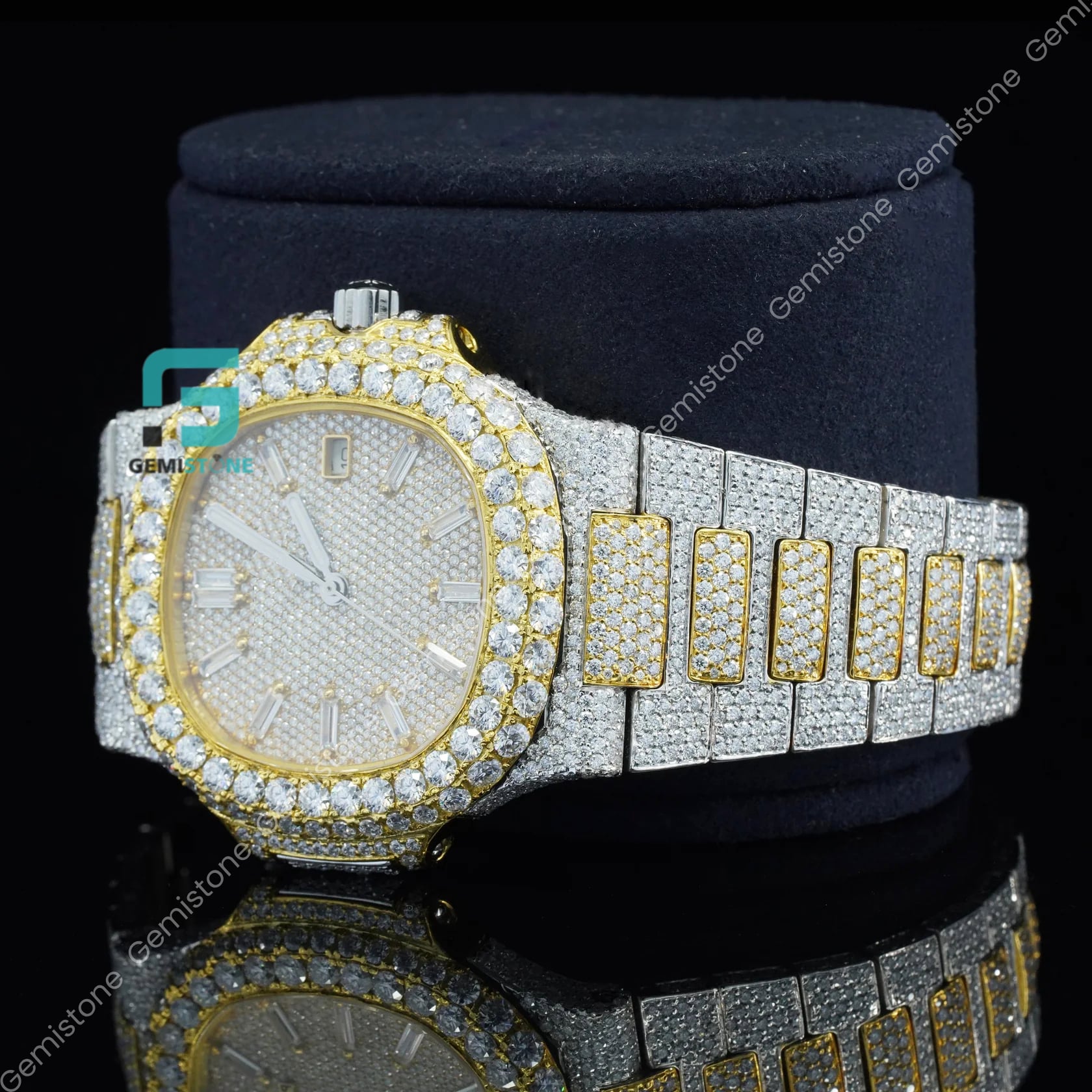 Two-Tone-Moissanite-Iced-Out-Watch