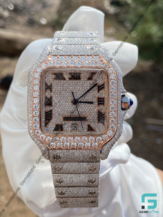 Two-Tone-Moissanite-Watch-For-Him