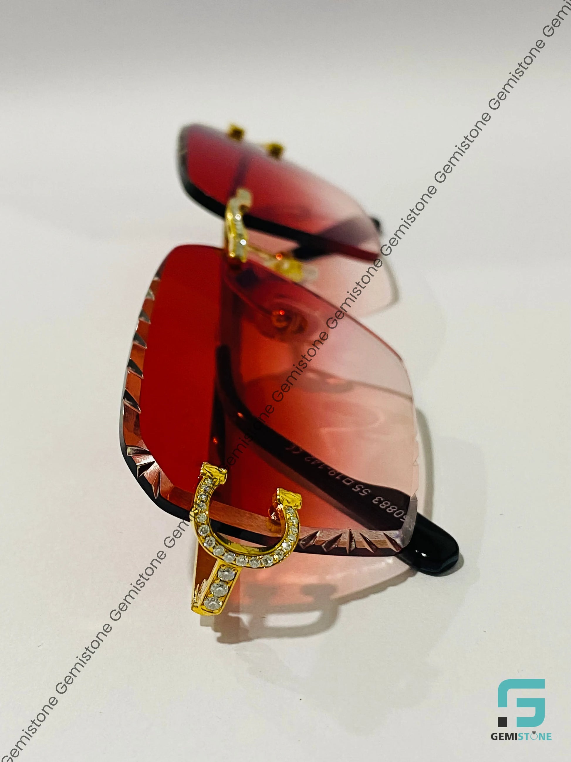 Two Tone Gradient Velvet Red Moissanite Sunglasses