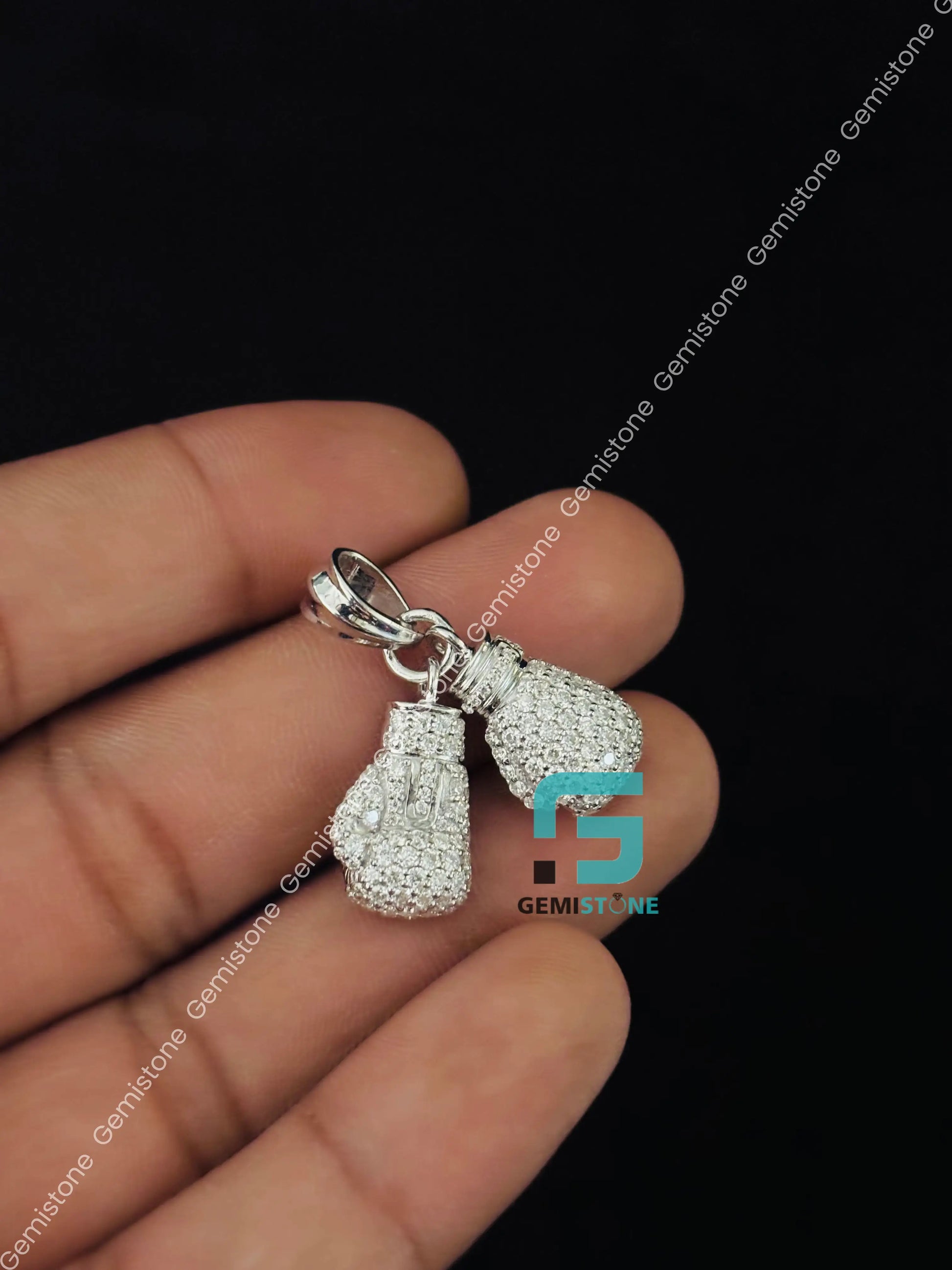 Two Gloves Moissanite Iced Out Pendant For Men