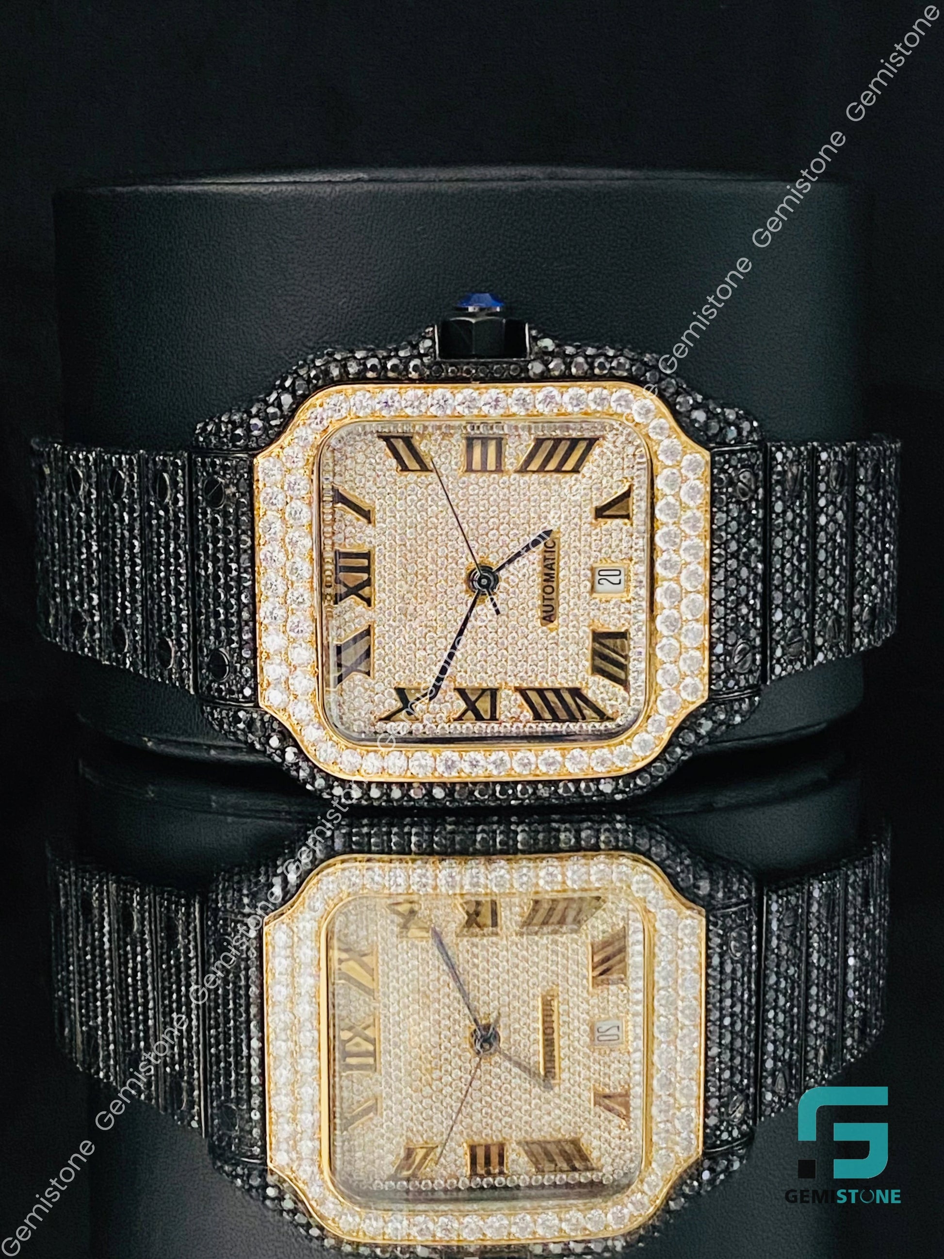 Two_Tone_Black_Diamond_Moissanite_Watch