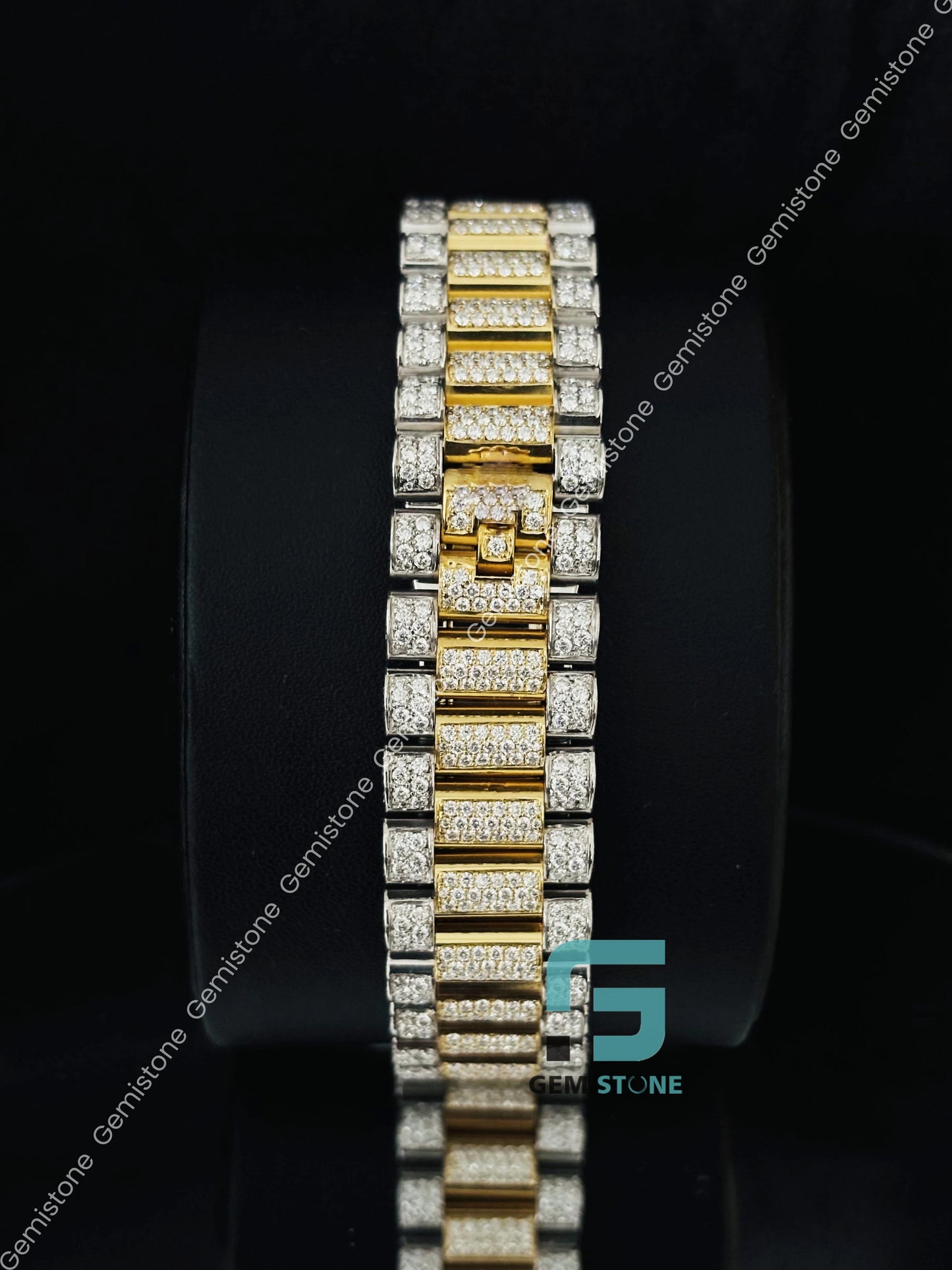 Two Tone Moissanite Blue Dial Watch