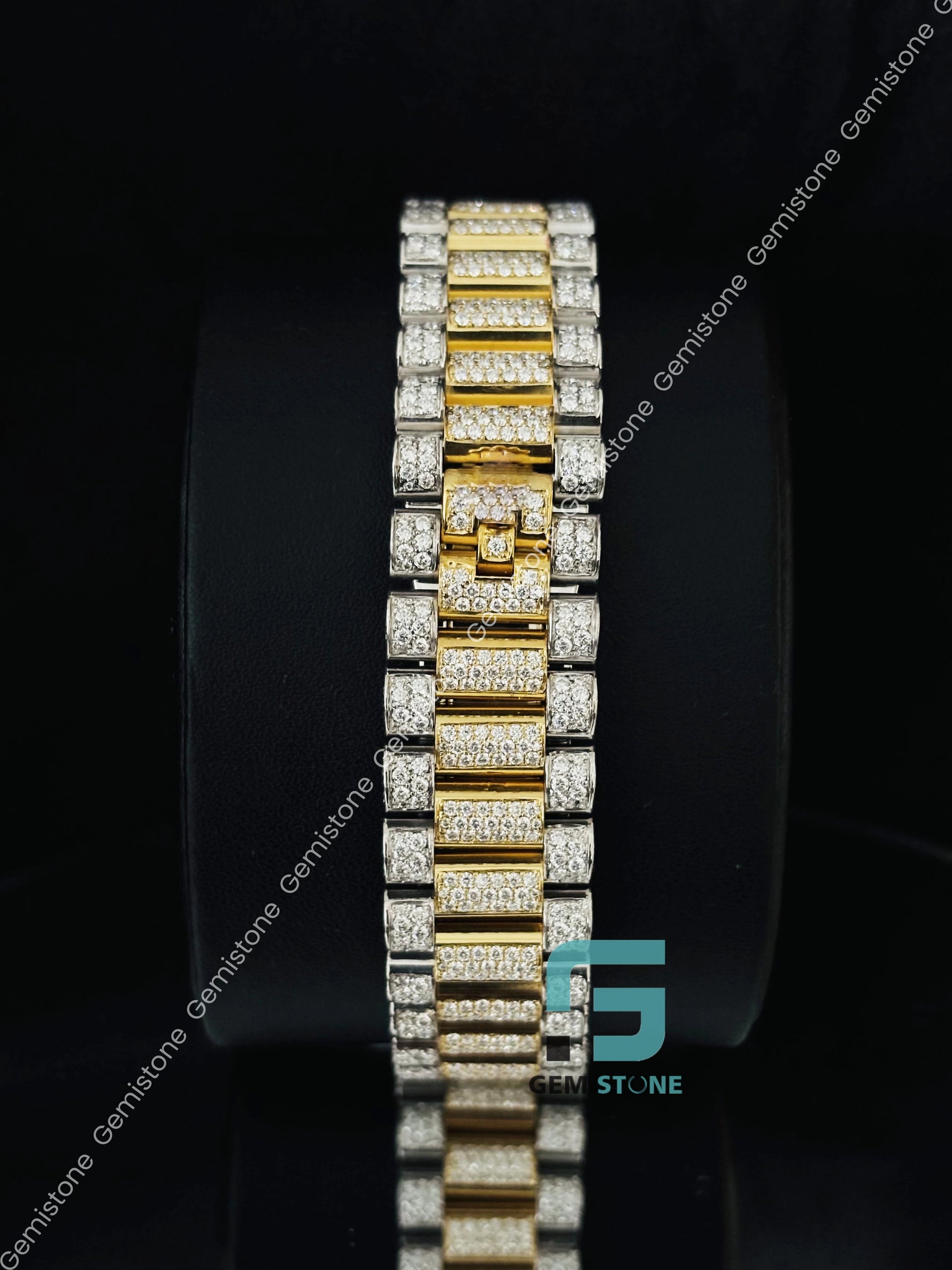 Two Tone Moissanite Blue Dial Watch