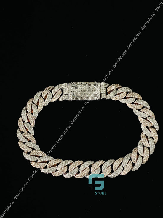 Two Tone Moissanite Cuban Bracelet