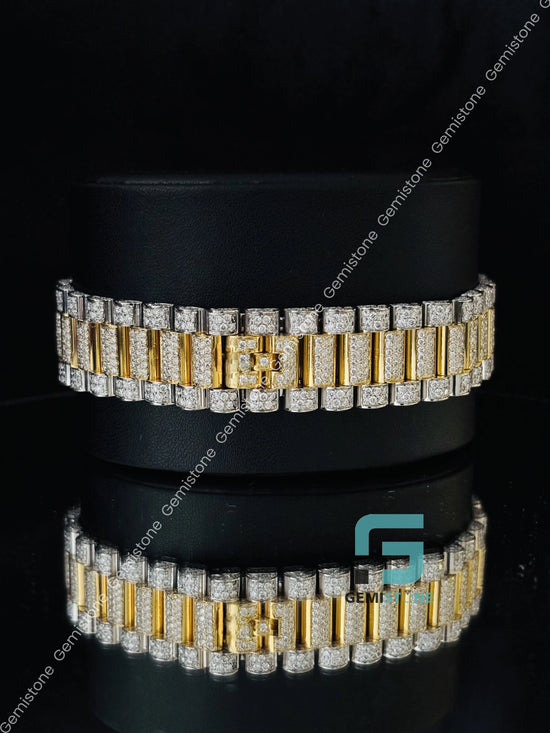 Two Tone Moissanite Day Date Iced out Watch