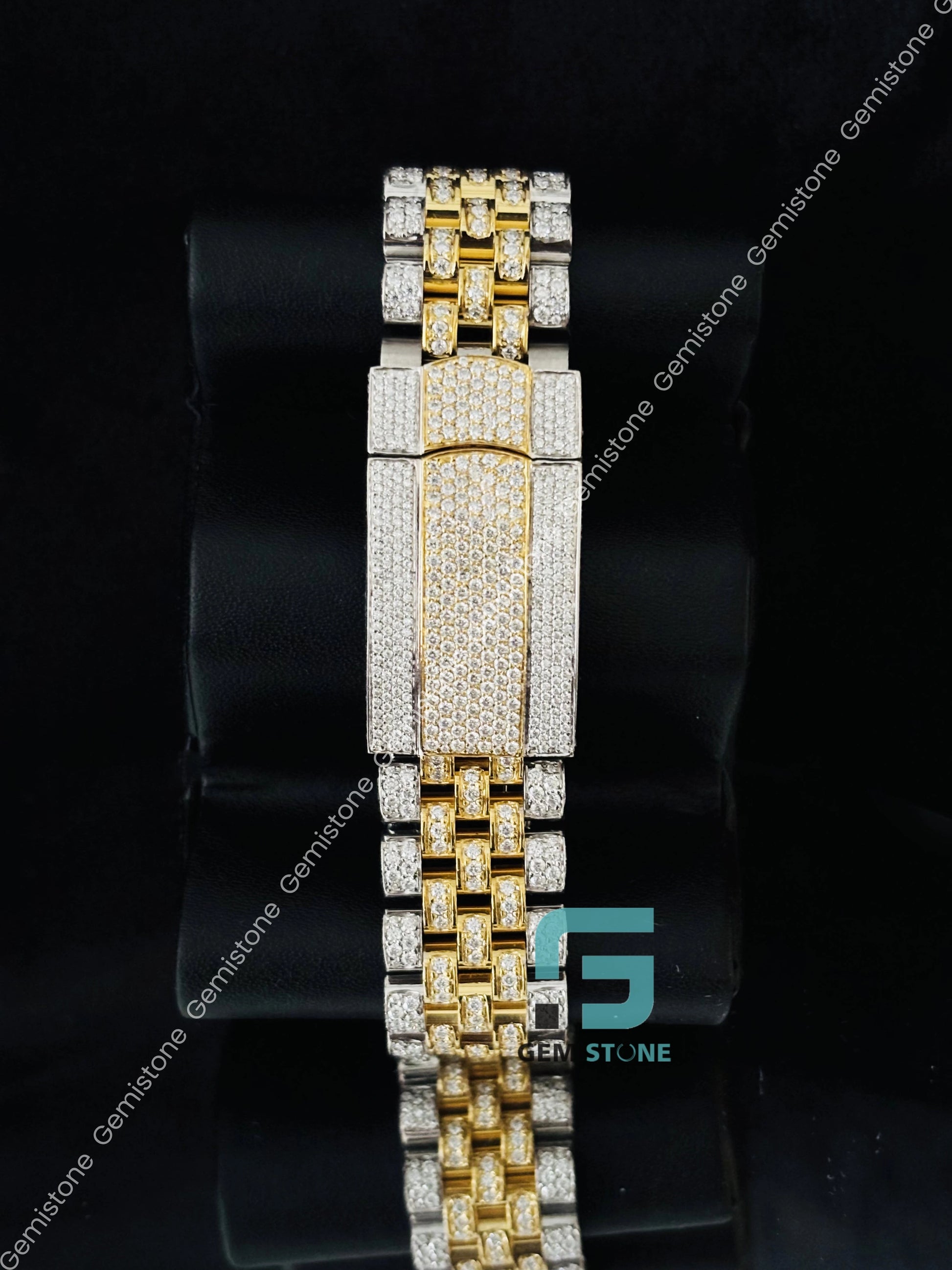 Two Tone Moissanite Hip Hop Iced Out Studded Watch 