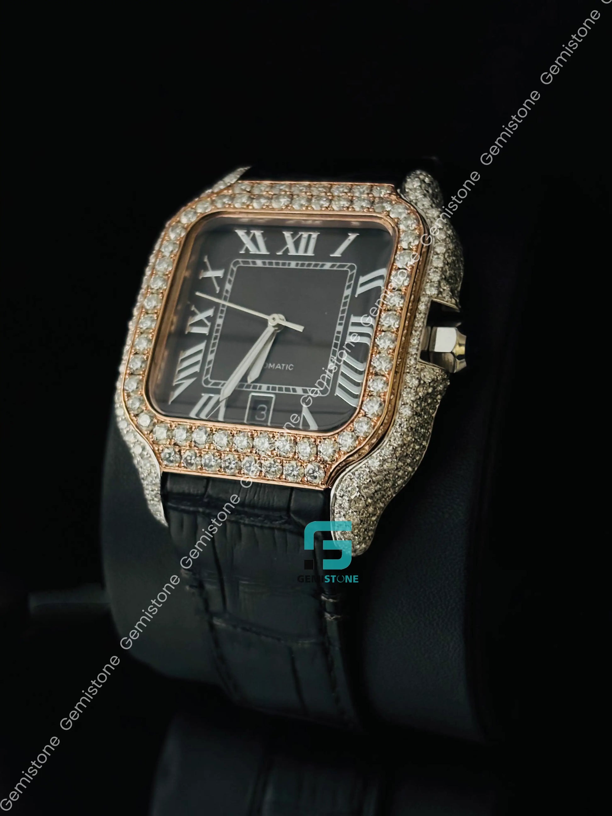 Two Tone Moissanite Roman Number Iced Out Watch For Men