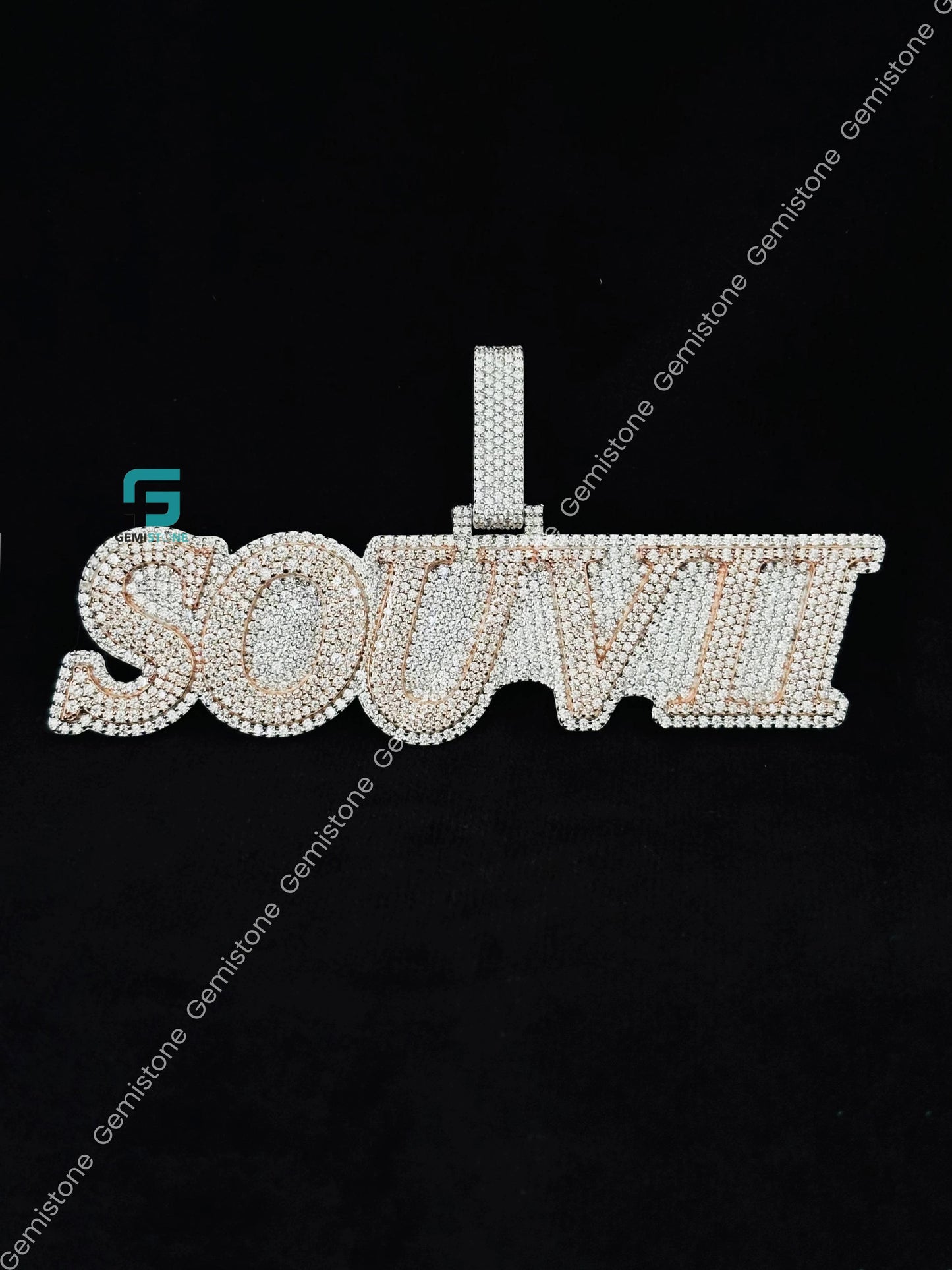 Two Tone Moissanite Studded Pendant