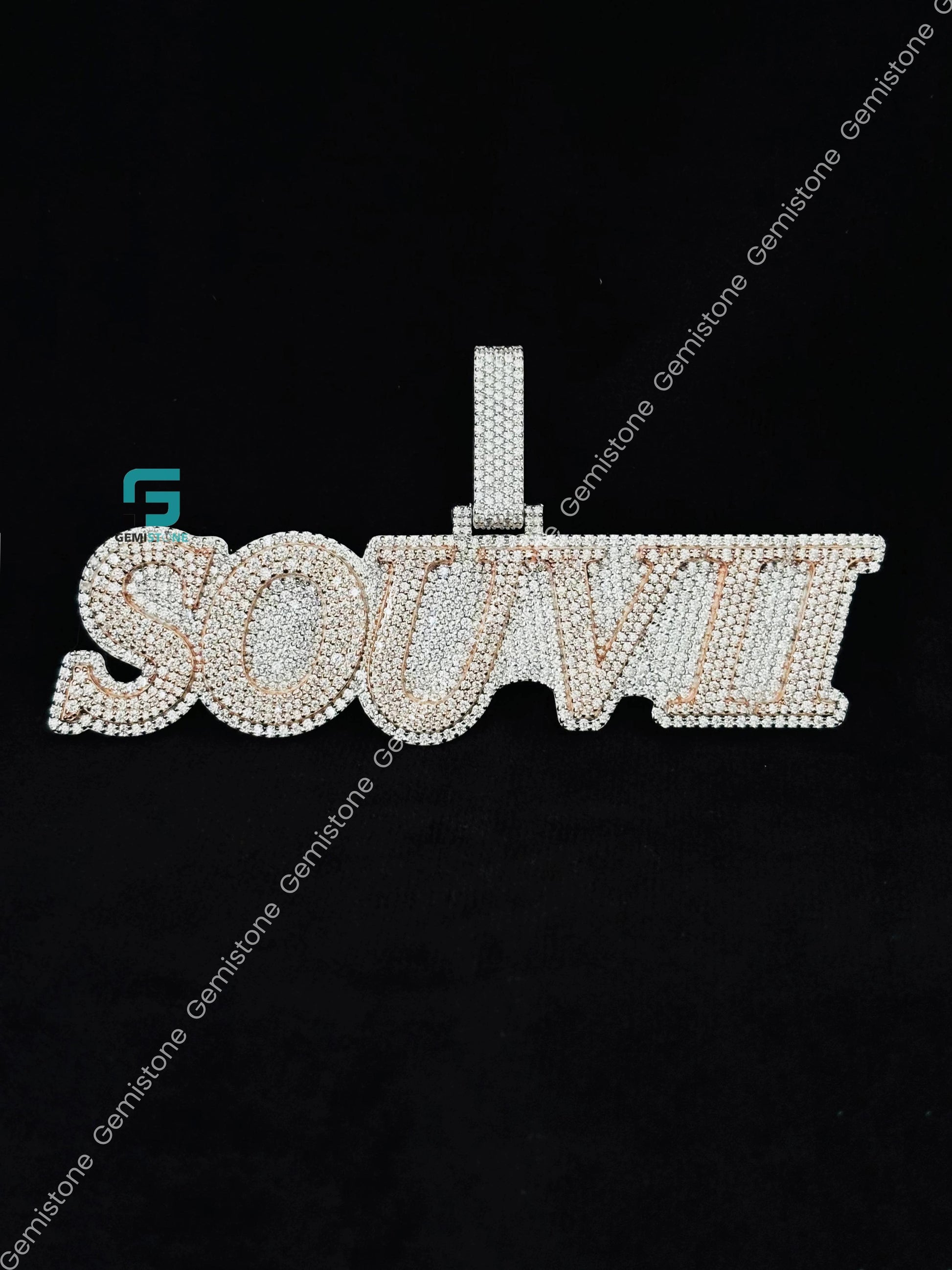 Two Tone Moissanite Studded Pendant