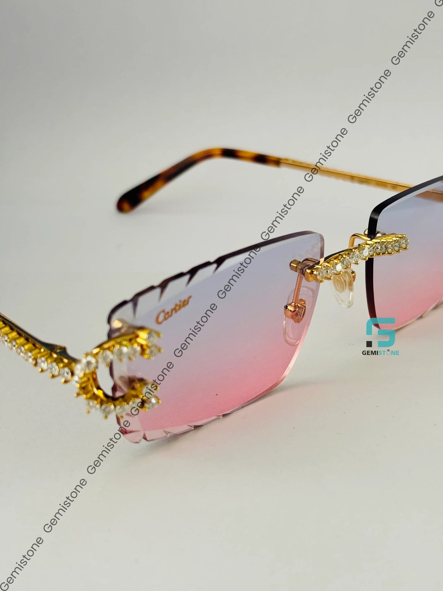 Two Tone Pink And Blue Moissanite Glasses
