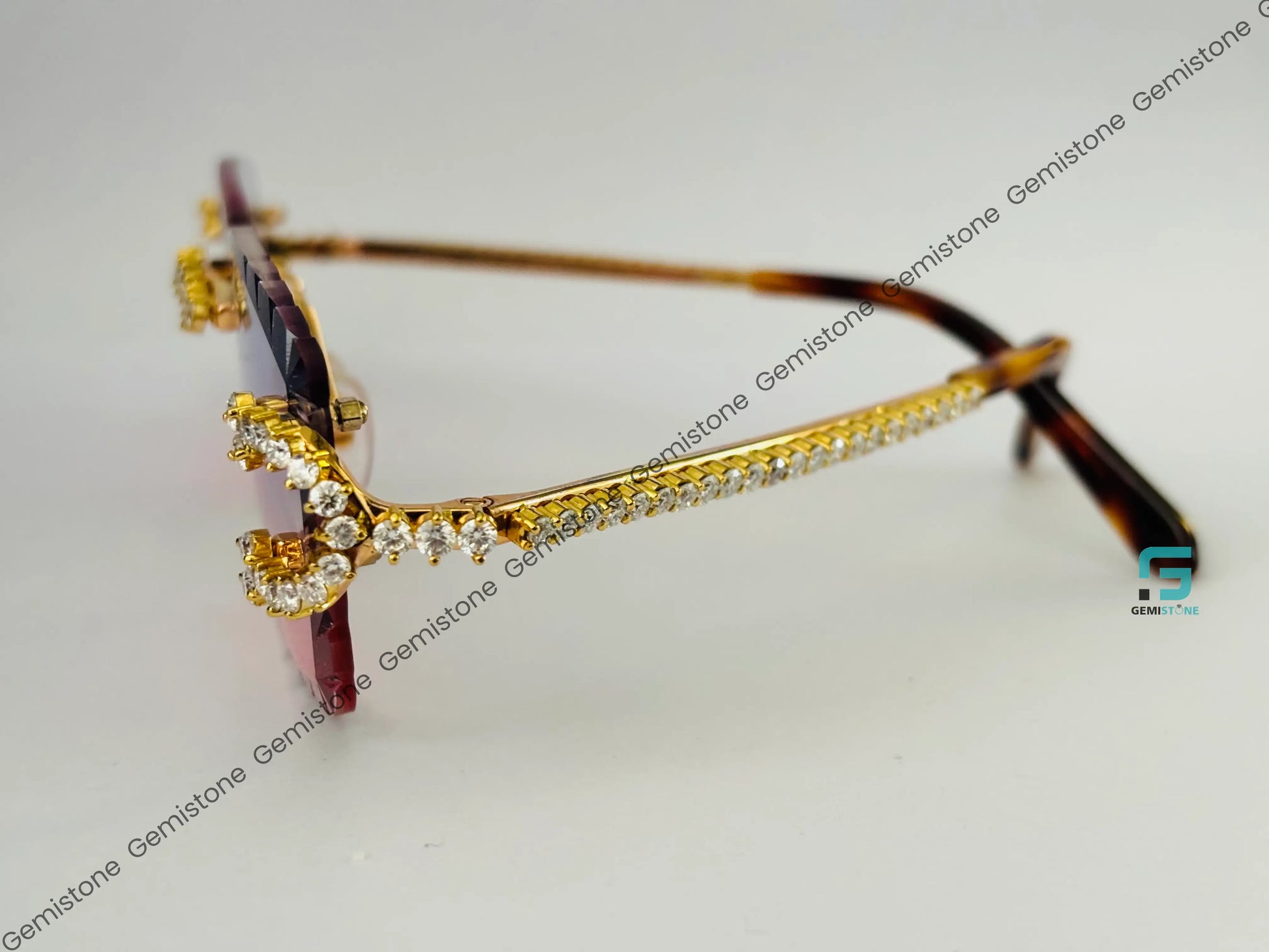 Two Tone Pink And Blue Moissanite Glasses For Unisex
