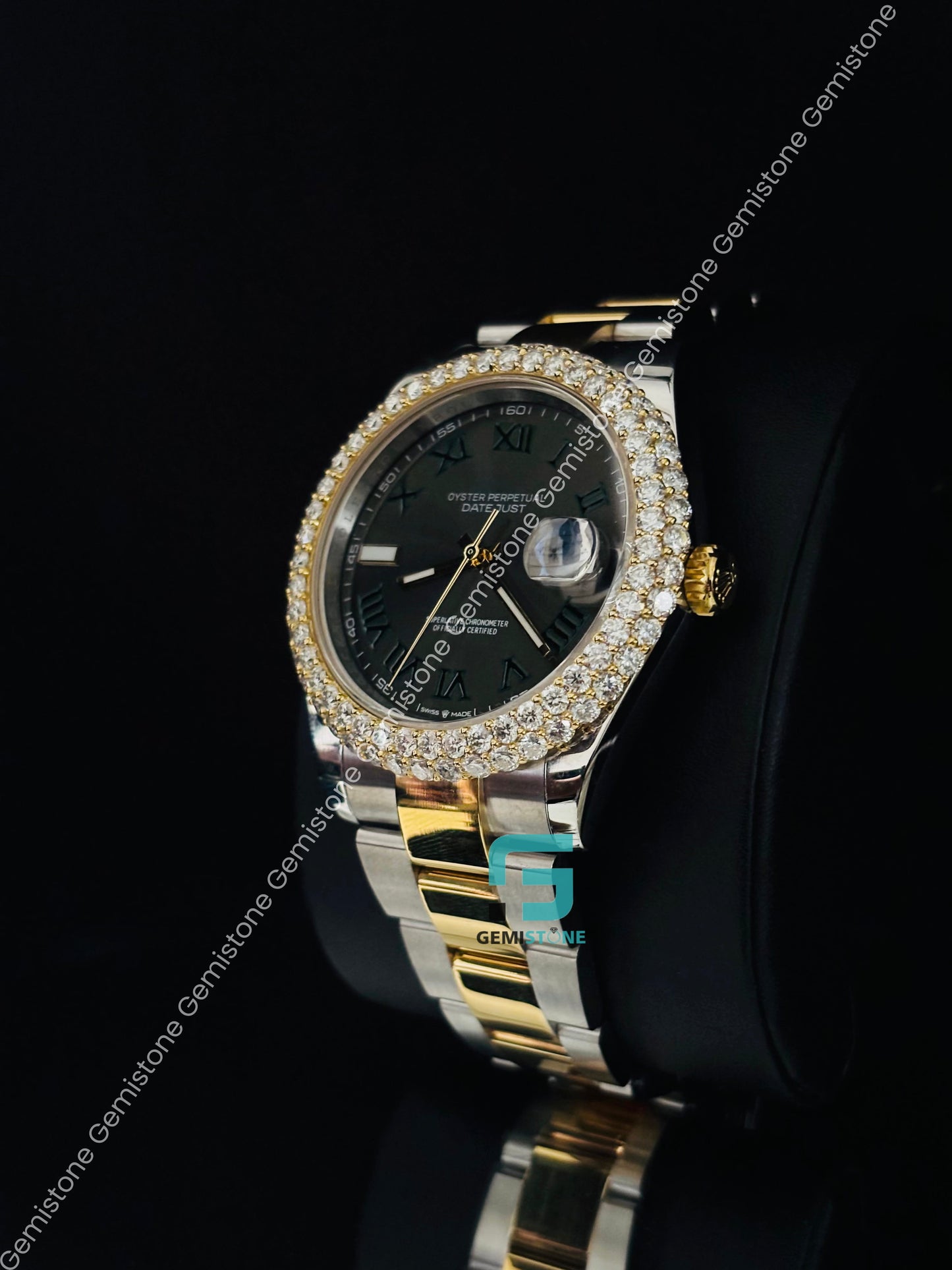 Two Tone Wimbledon Bezel Dial Moissanite Watch