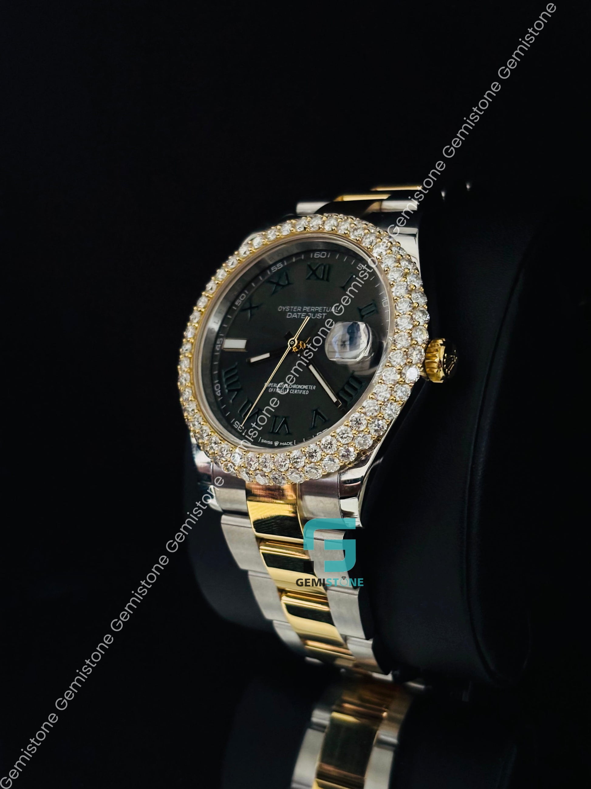 Two Tone Wimbledon Bezel Dial Moissanite Watch