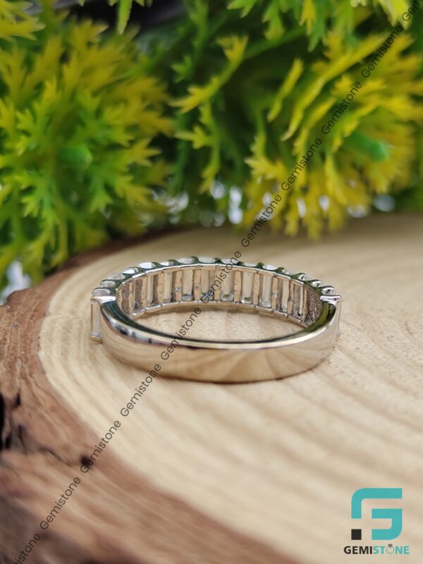 3 CTW Emerald Cut Moissanite Diamond Half Eternity Wedding Band For Women
