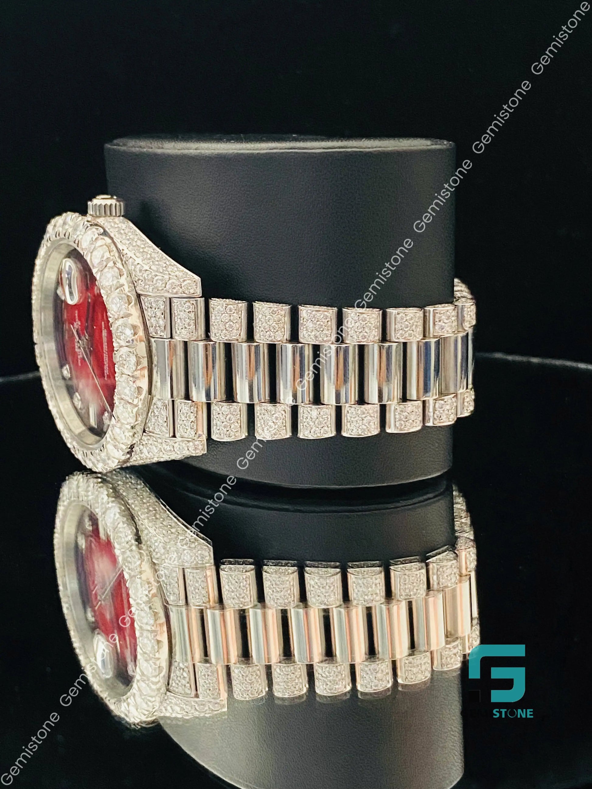 Unique Stainlees Steel Moissanite Watch for Men