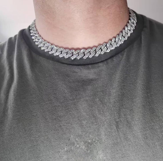 14MM Fully Iced Out Round Cut VVS Moissanite Cuban Chain
