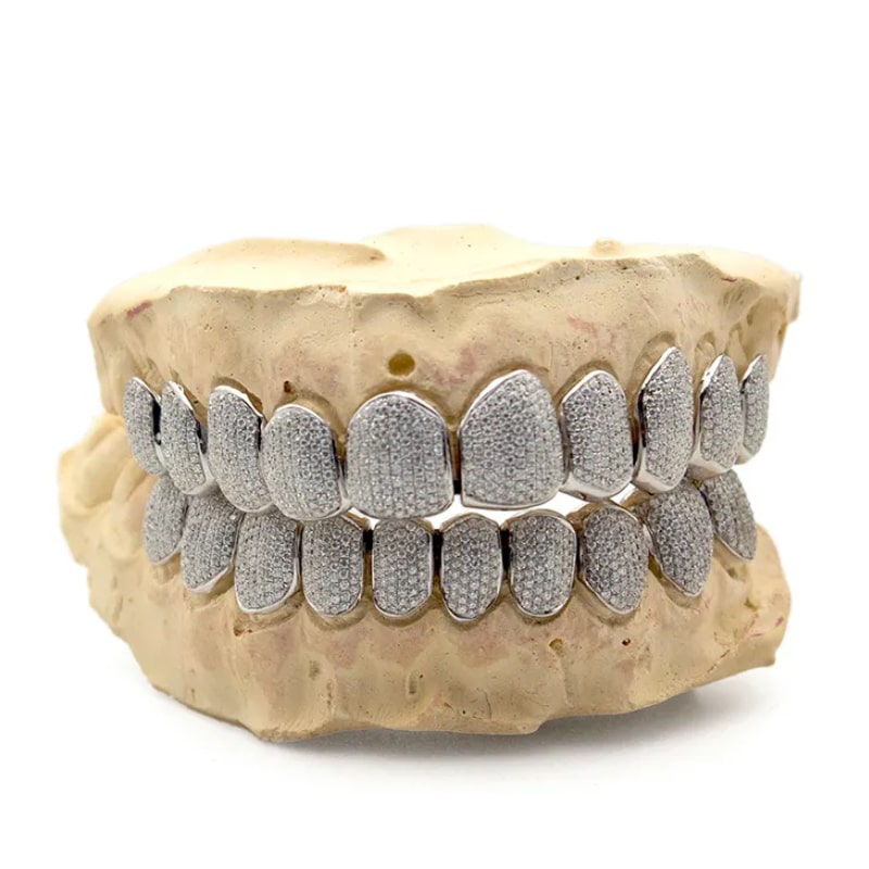 925 Sterling Silver Iced Out Moissanite Perm Cut Diamond Grillz