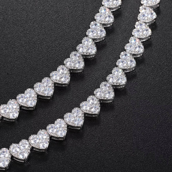 VVS-Moissanite-Cluster-Heart-Tennis-Bracelet
