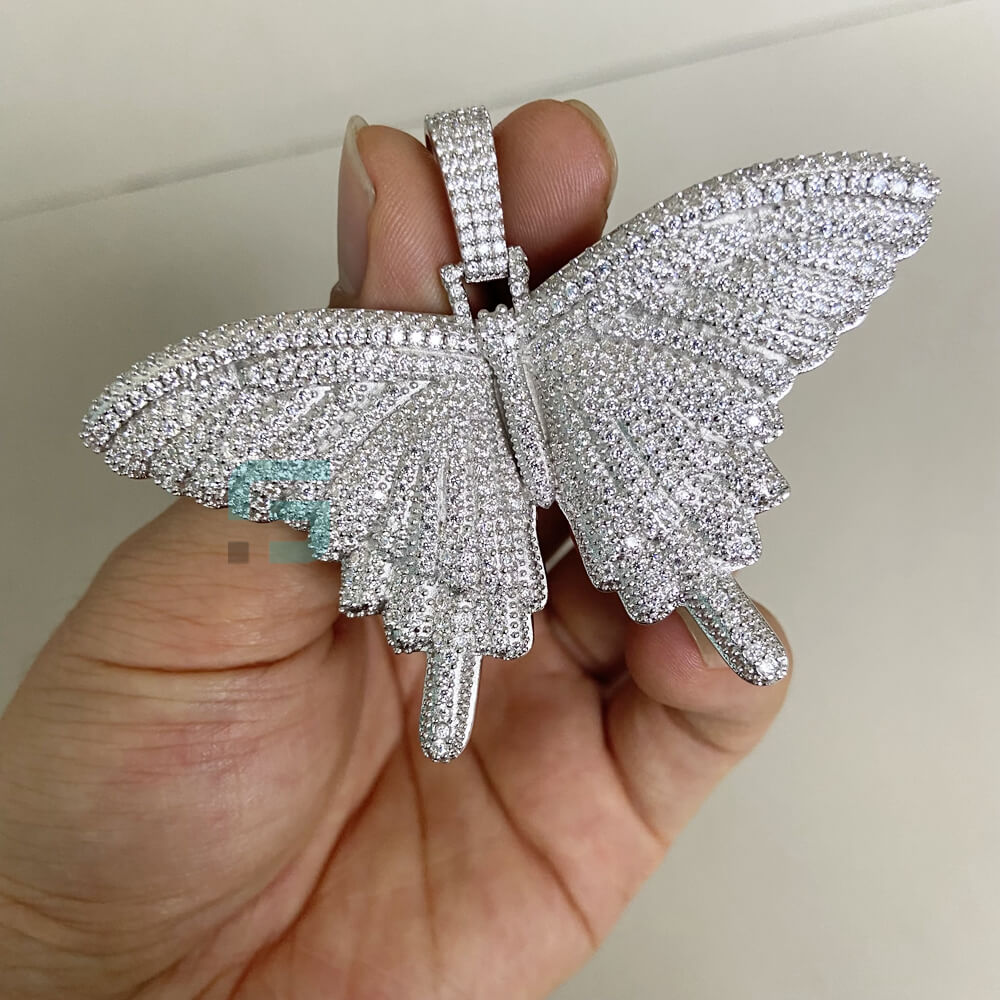 VVS Moissanite 3D Butterfly Iced Out Pendant