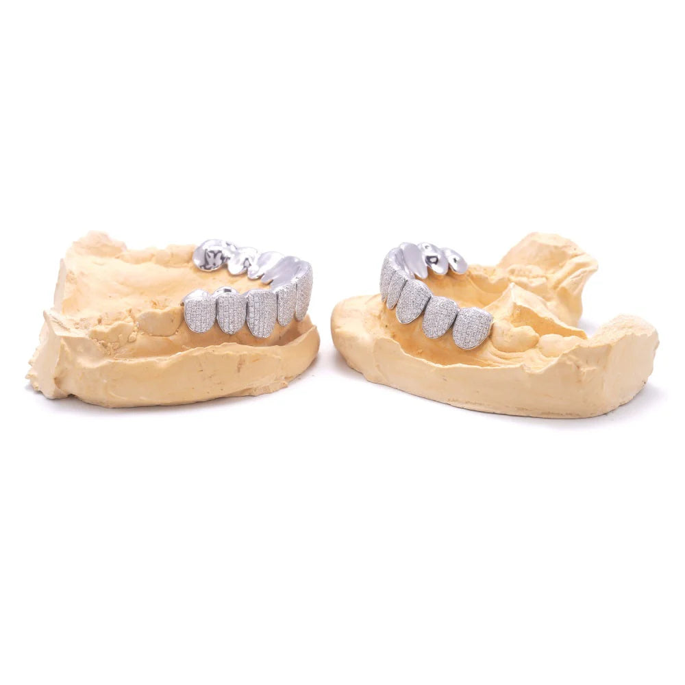 10 On 10 925 Sterling Silver VVS Moissanite Custom Grillz Teeth