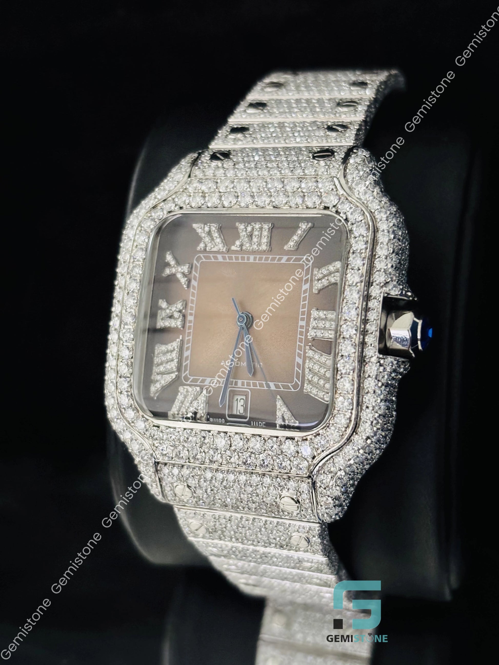 VVS Chocolate Dial Moissanite Studded Watch