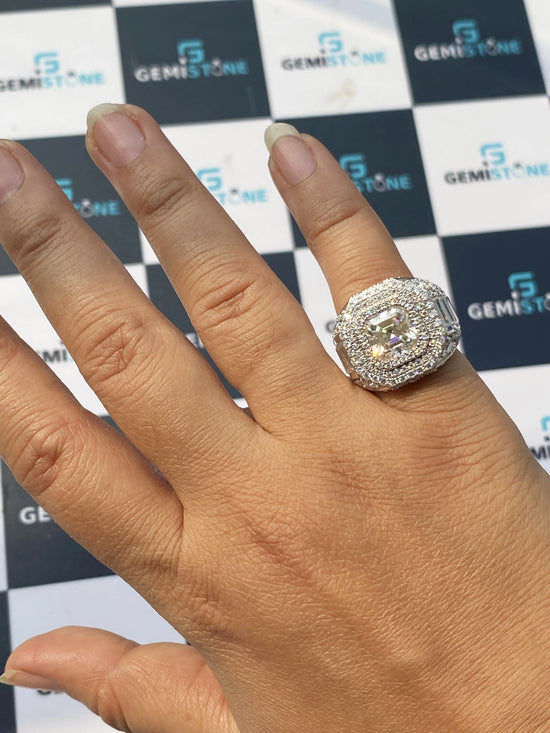 VVS Halo Moissanite Bust Down Ring