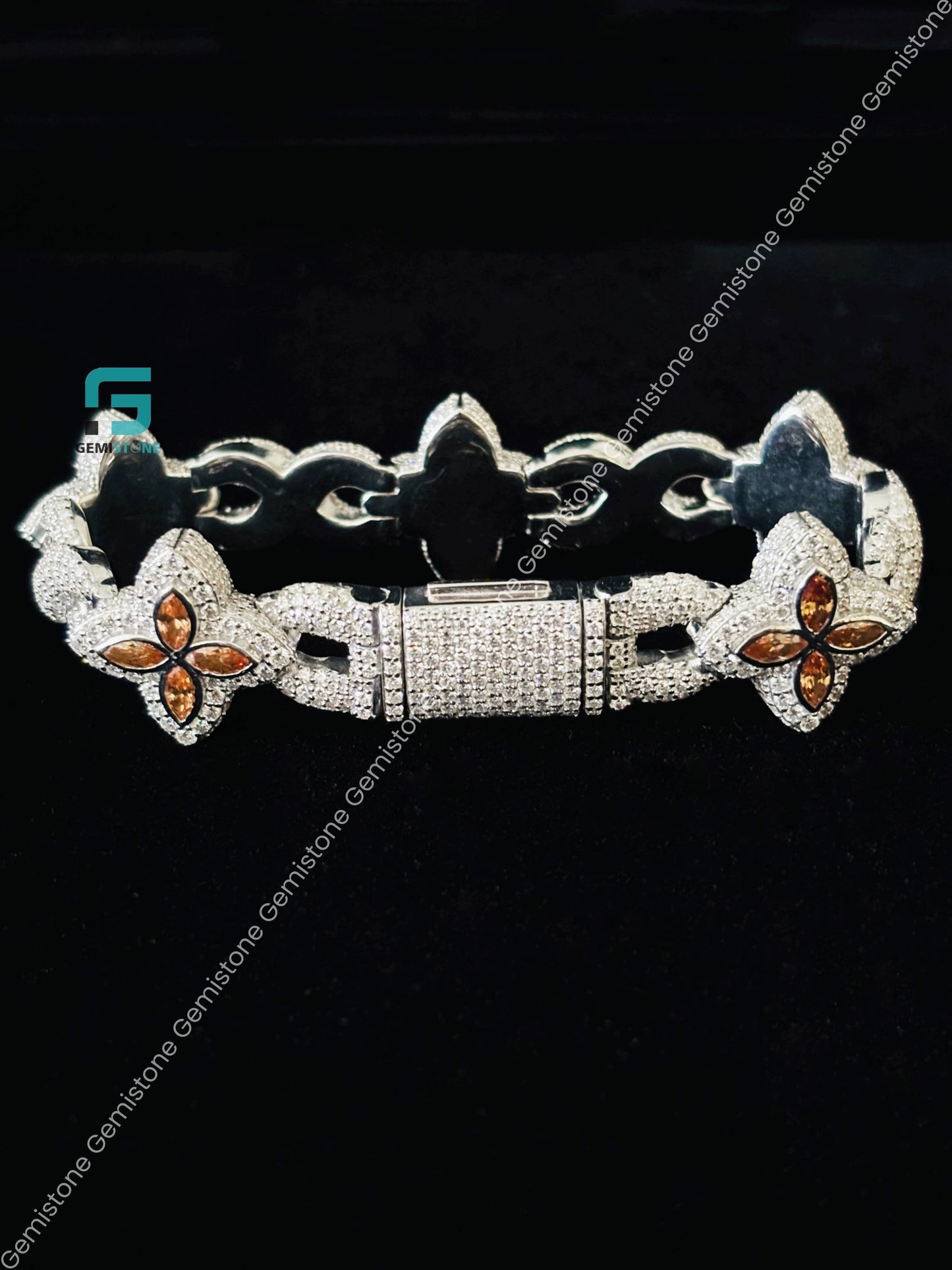 VVS Moissanite Clover Hip Hop Bracelet