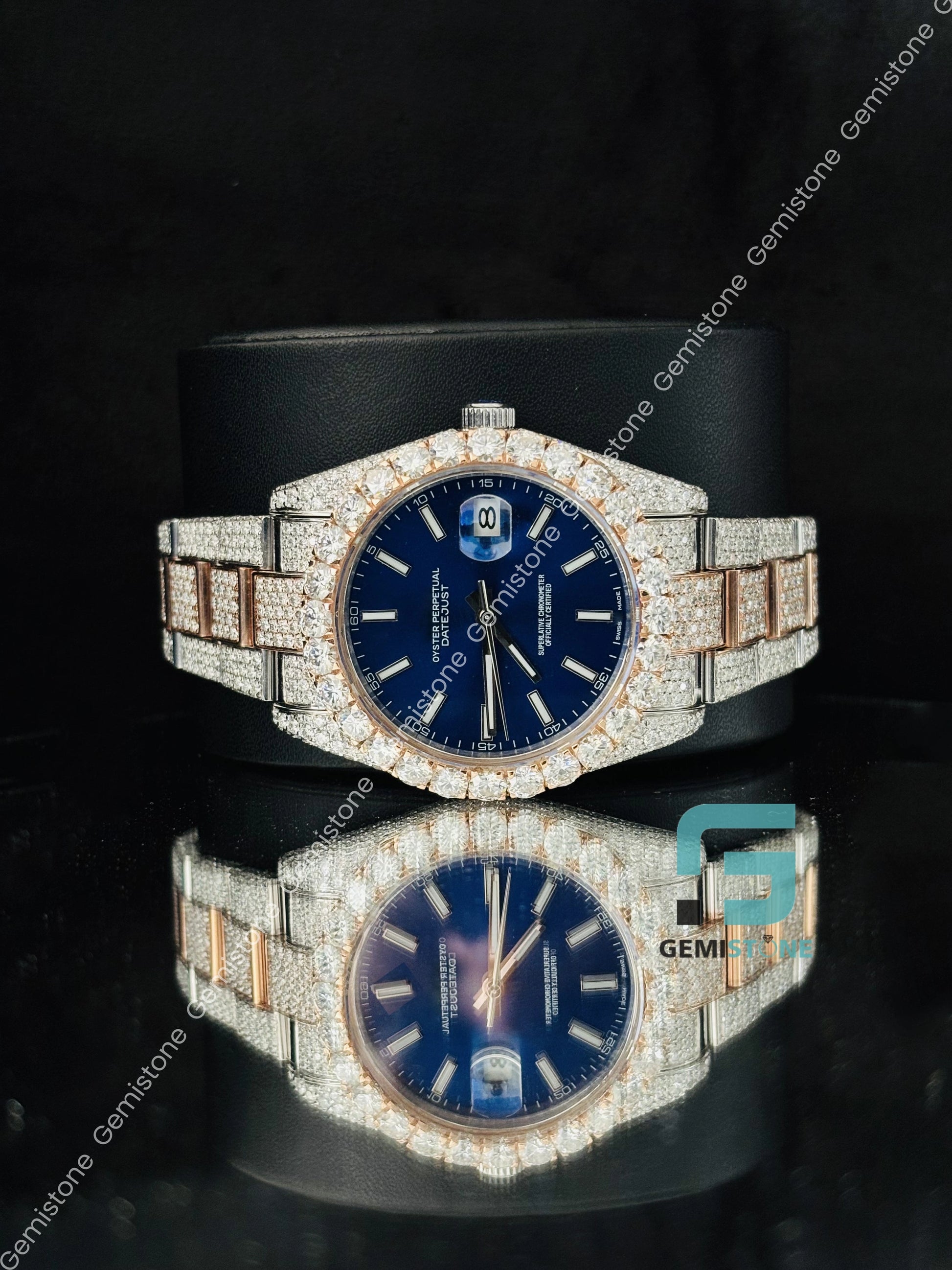 VVS Moissanite Royal Blue Dial Watch