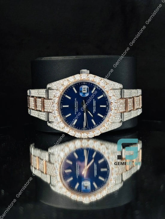 VVS Moissanite Royal Blue Dial Watch