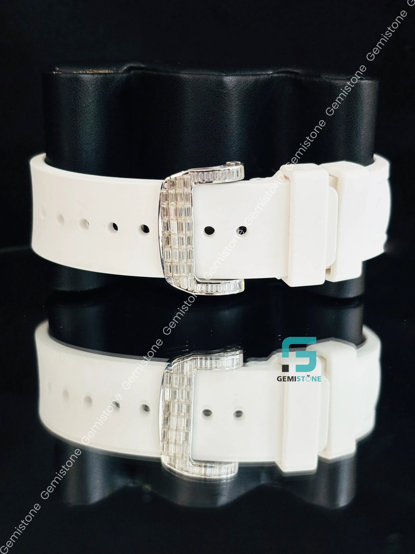 VVS Moissanite Studded Baguette White Silicon Starp Hip Hop Watch