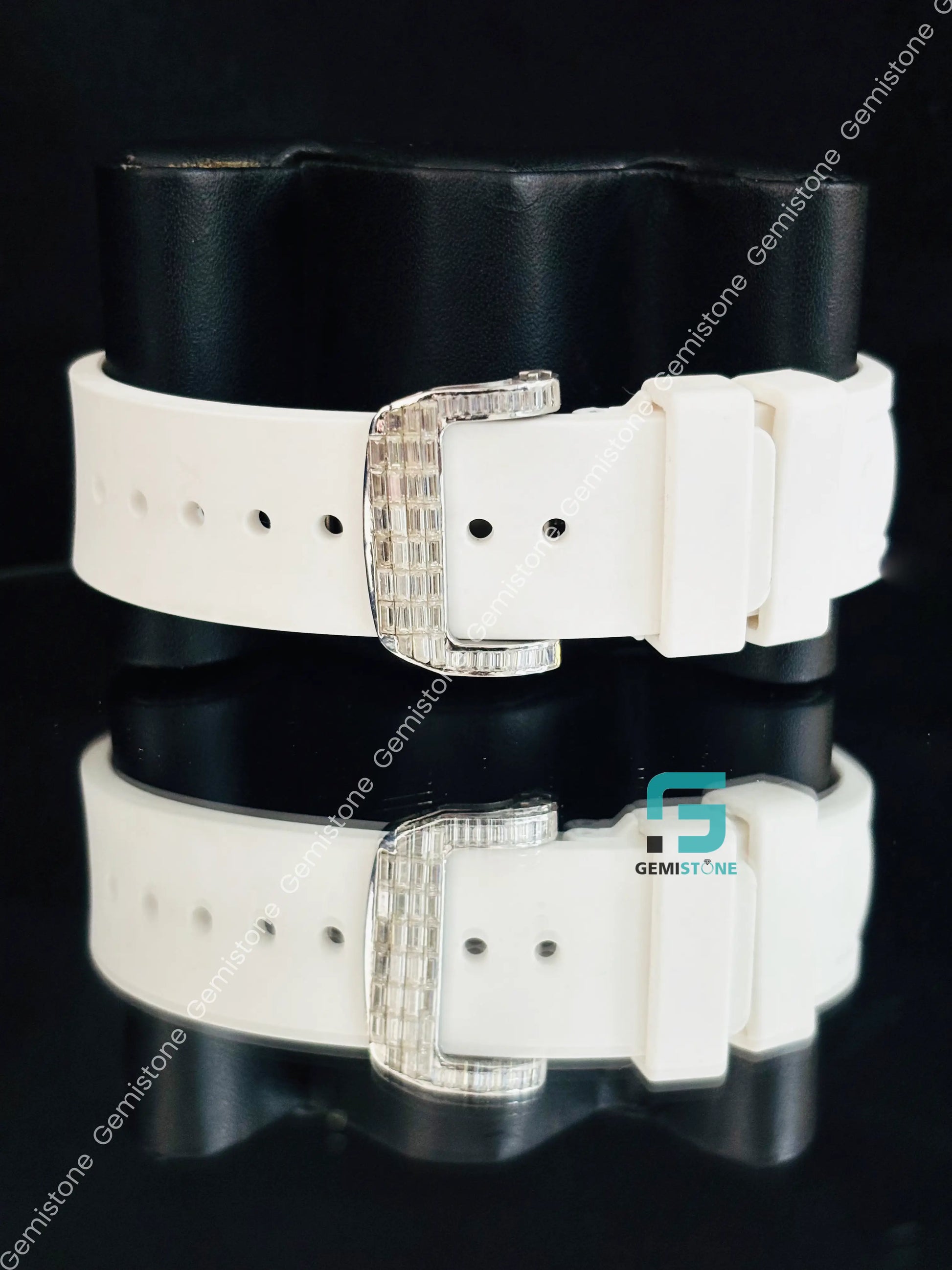 VVS Moissanite Studded Baguette White Silicon Starp Hip Hop Watch
