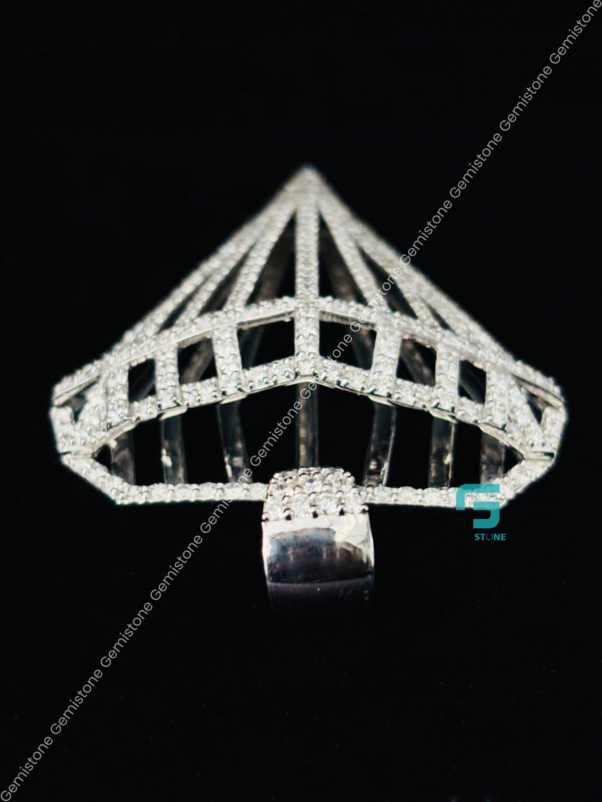 VVS Moissanite Studded Diamond Shape Pendant