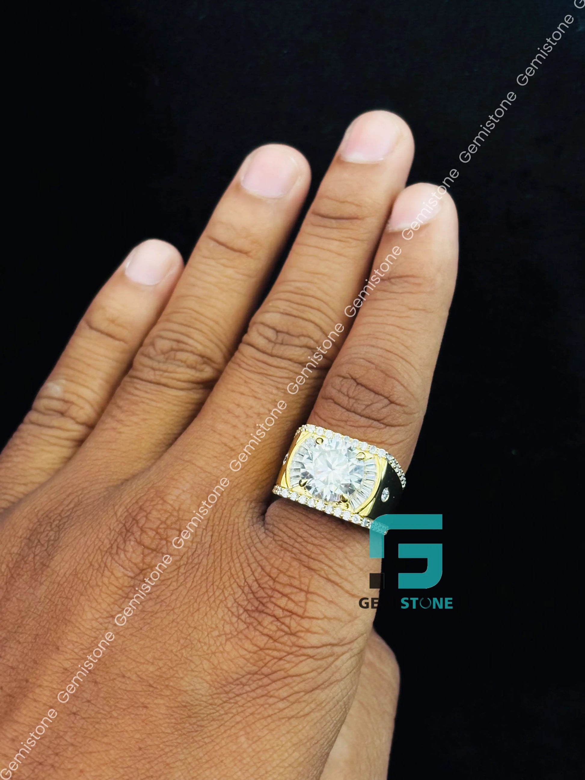 VVS Round Moissanite Iced Out Ring For Men