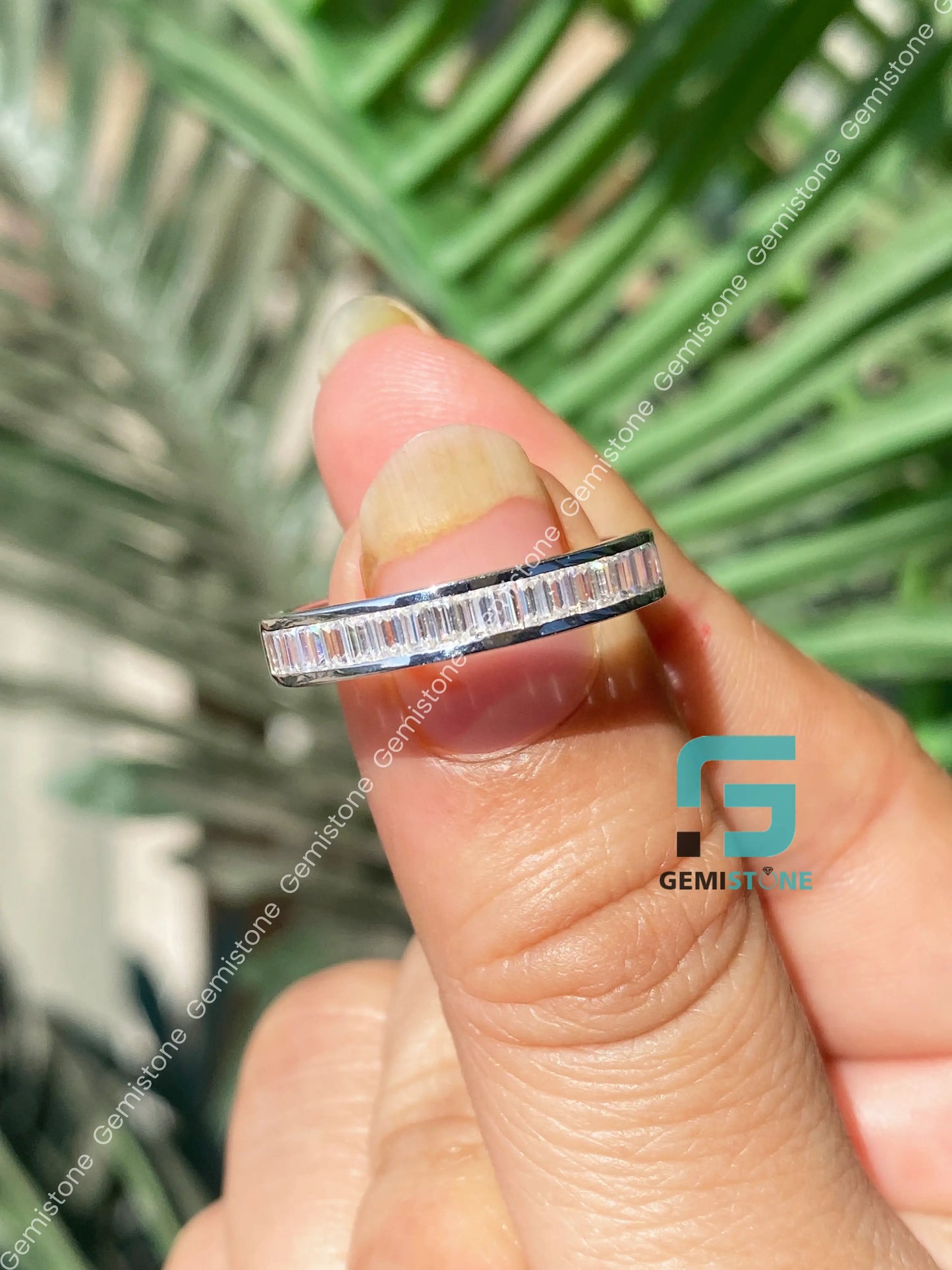 Vintage Baguette Cut Moissanite Wedding Band