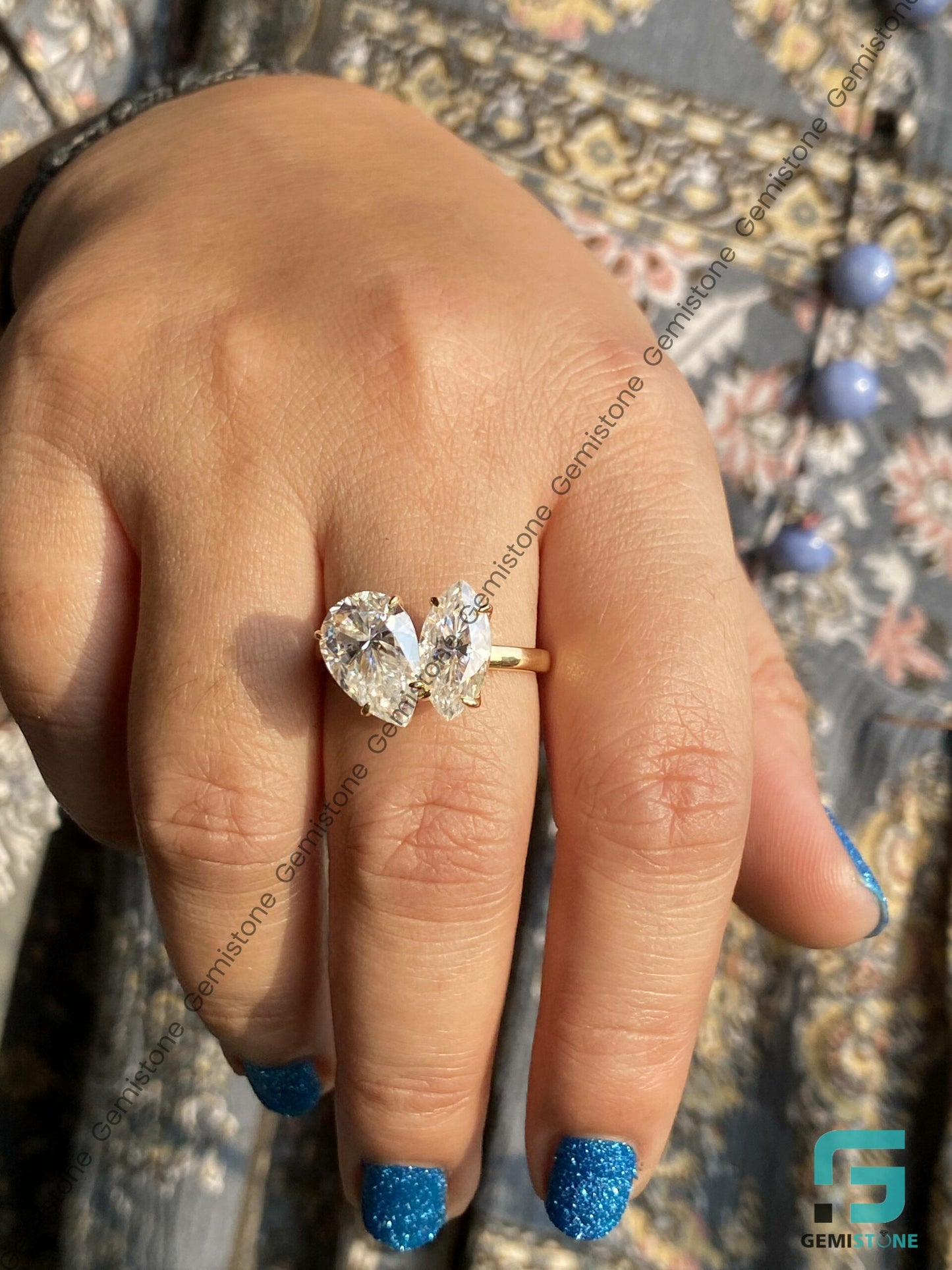 Marquise & Pear Cut Moissanite Toi et Moi Engagement Ring For Women