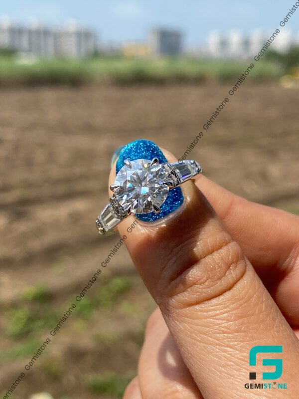 Round Brilliant Cut Moissanite Princess Beatrice Engagement Ring