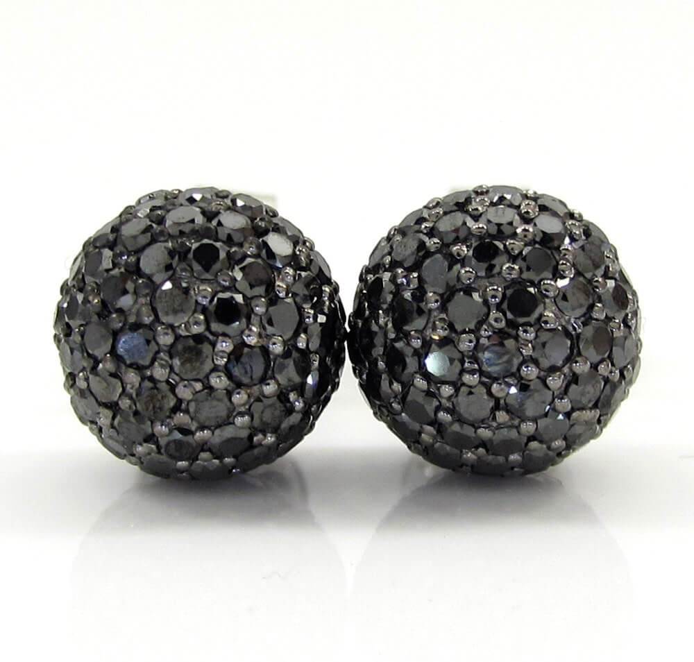 Black Diamond Cluster Stud Earrings in Sterling Silver